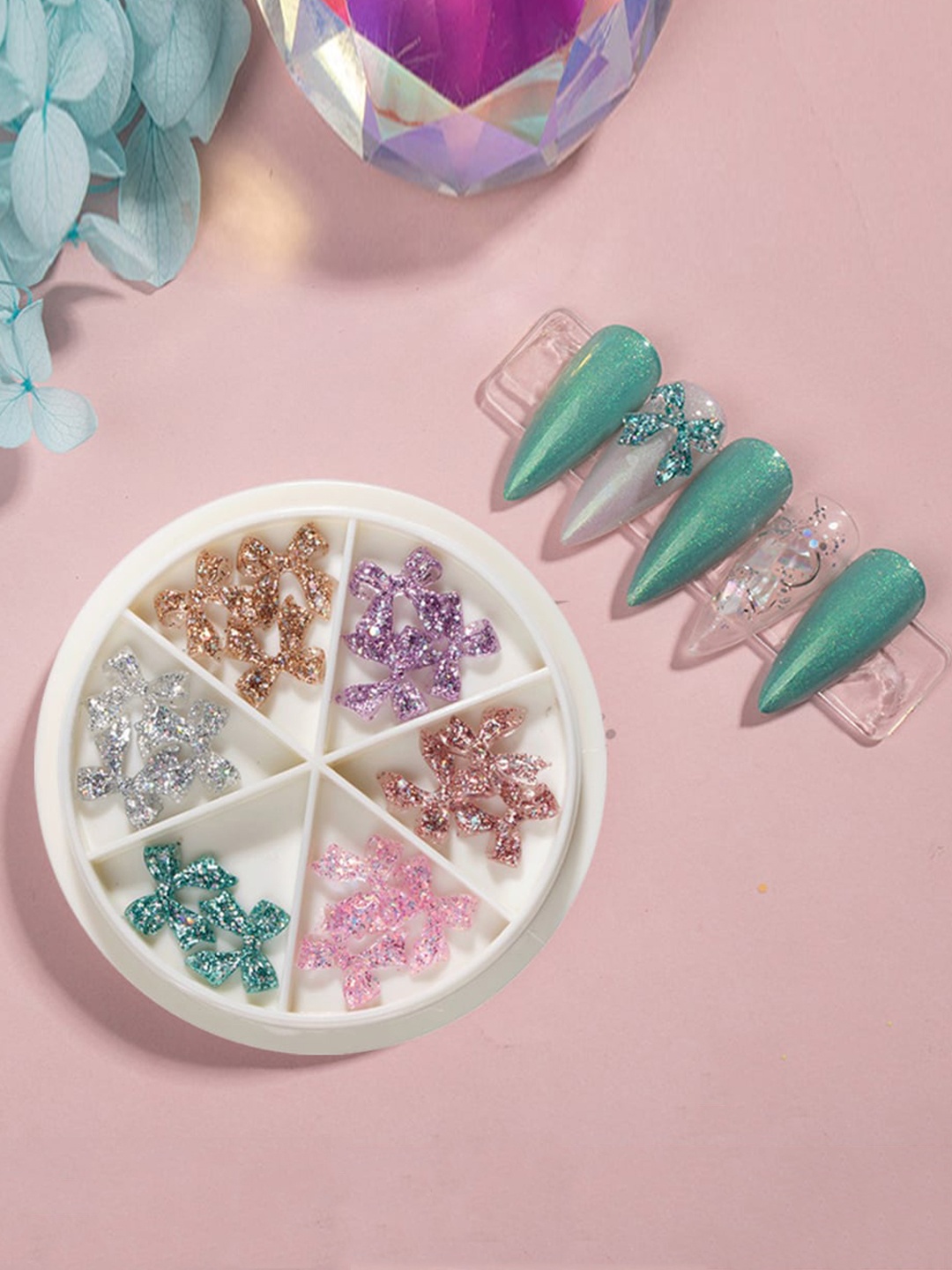 

S.A.V.I. Set of 6 Grids 3D Glitter Accessories DIY Nail Art Sticker, Multi