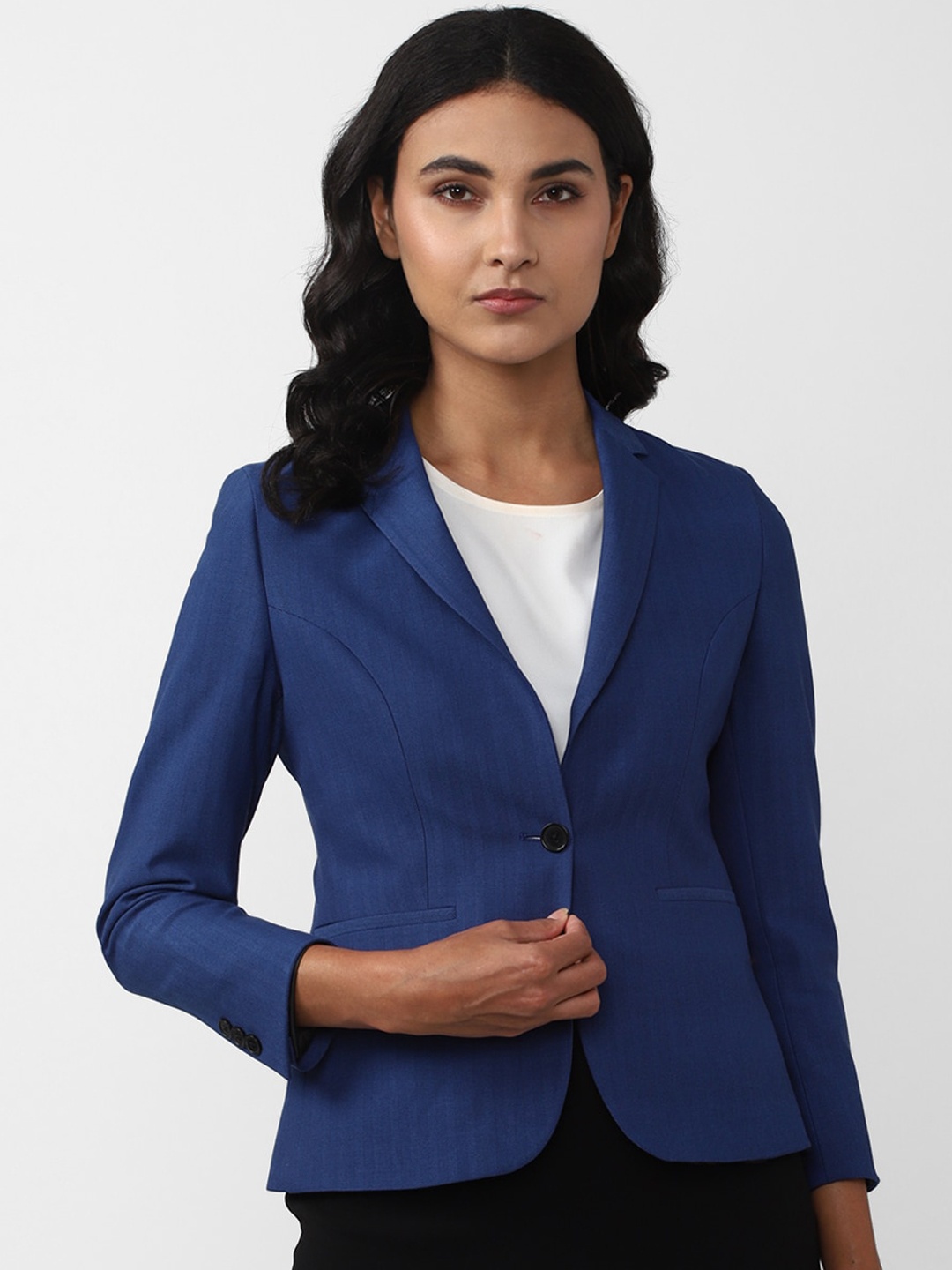 

Van Heusen Woman Self Design Single-Breasted Blazer, Blue