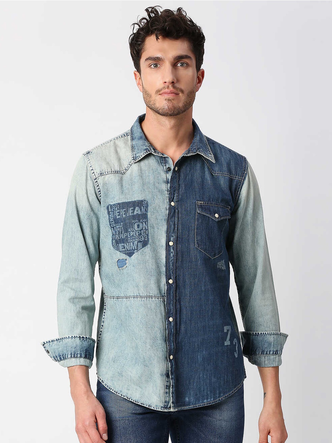 

Pepe Jeans Men Faded Cotton Casual Shirt, Blue
