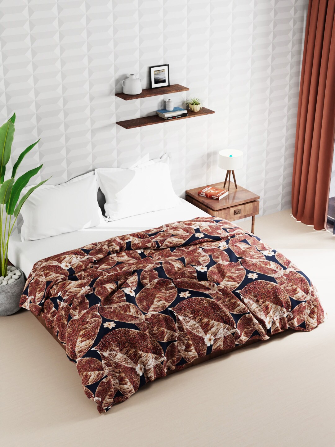 

BIANCA KOPA Green & Brown Floral Printed Double King Comforter