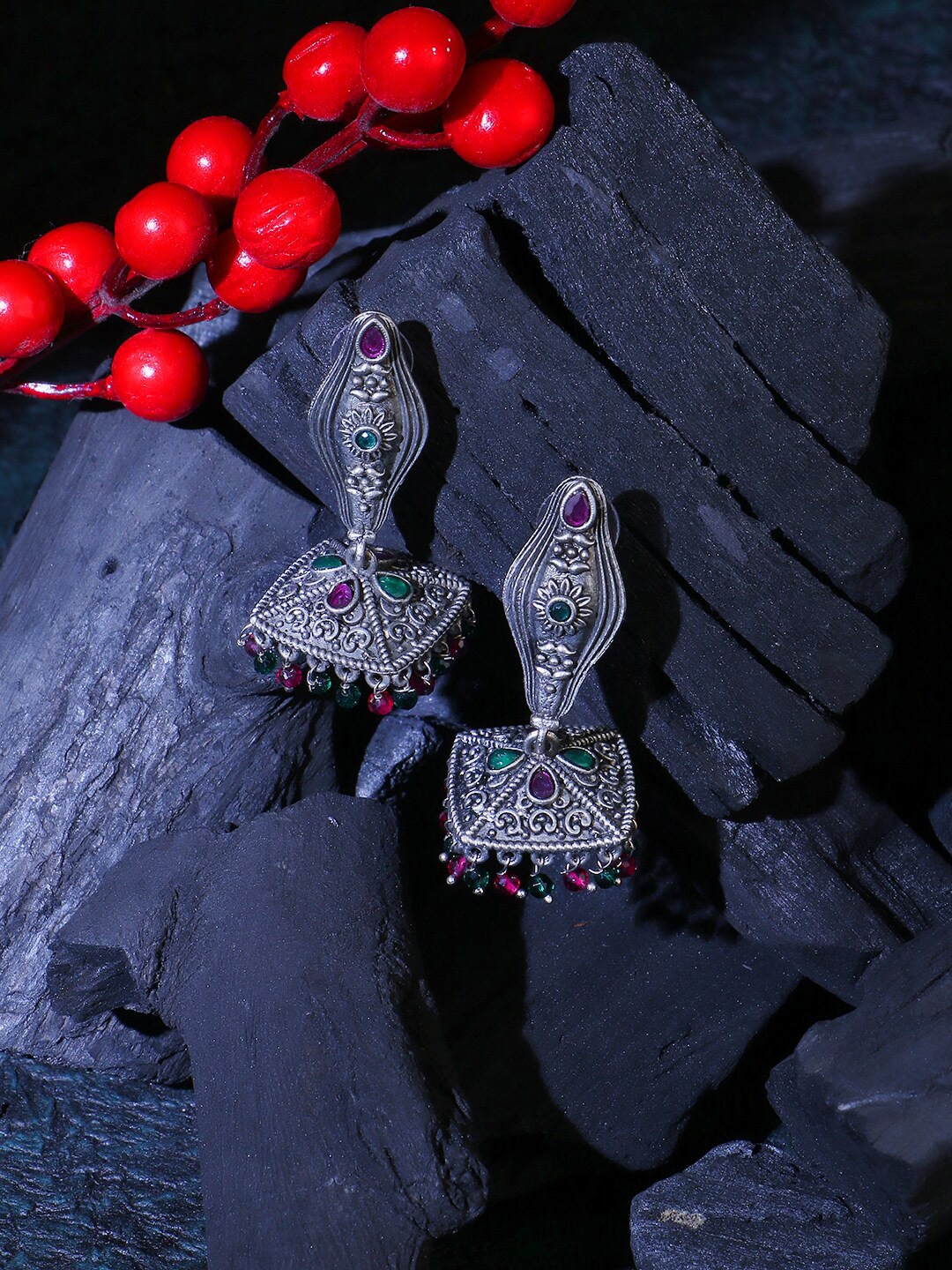 

Adwitiya Collection Silver-Plated Classic Jhumkas Earrings