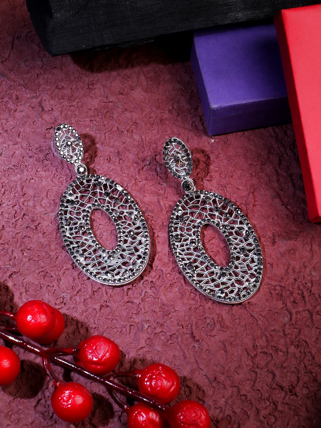 

Adwitiya Collection Silver Plated Classic Drop Earrings