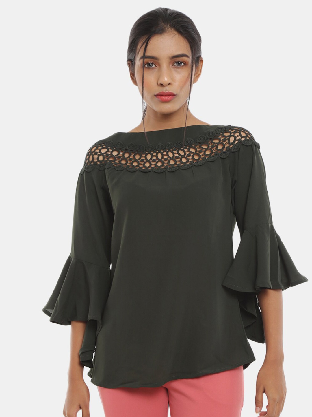 

V-Mart Self Design Top, Olive