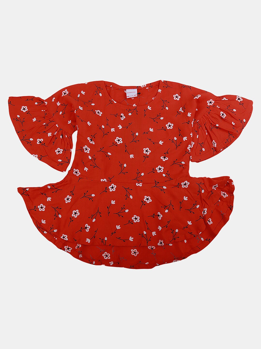 

V-Mart Floral Print Top, Orange