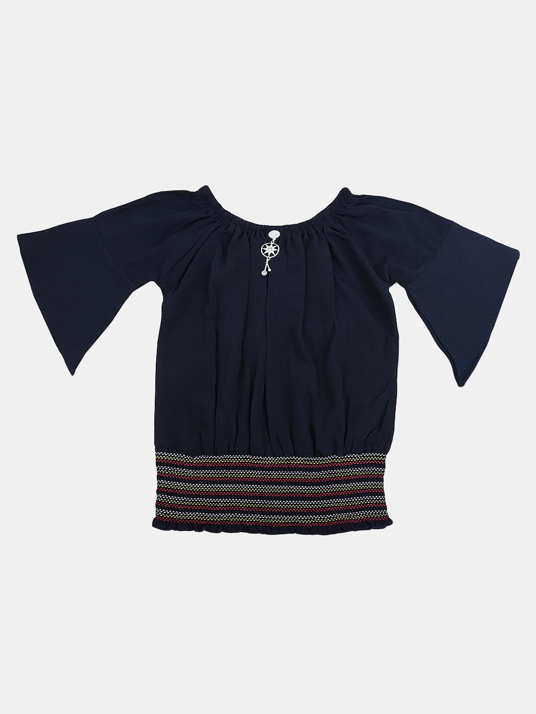 

V-Mart Round Neck Blouson Top, Navy blue