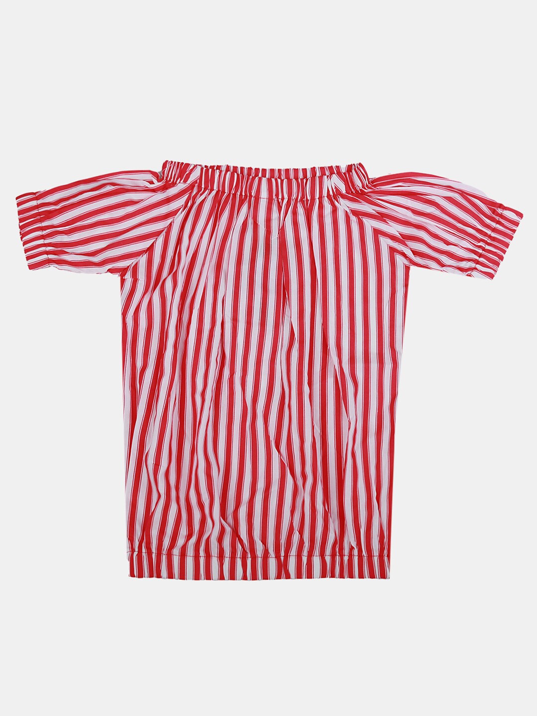 

V-Mart Striped Off-Shoulder Bardot Top, Red