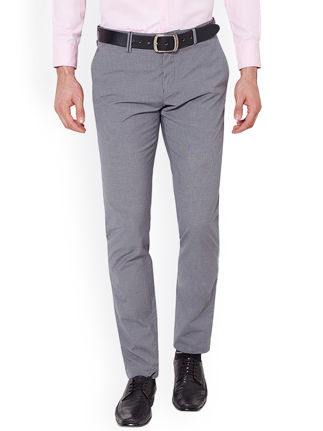 

Van Heusen Men Grey Skinny Fit Self Design Regular Trousers
