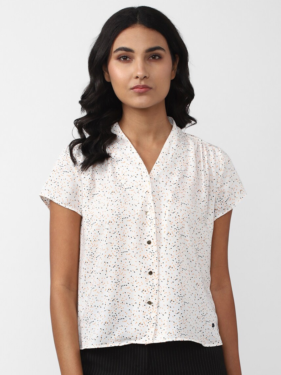 

Van Heusen Woman Abstract Micro Ditsy Printed Shirt Style Top, White