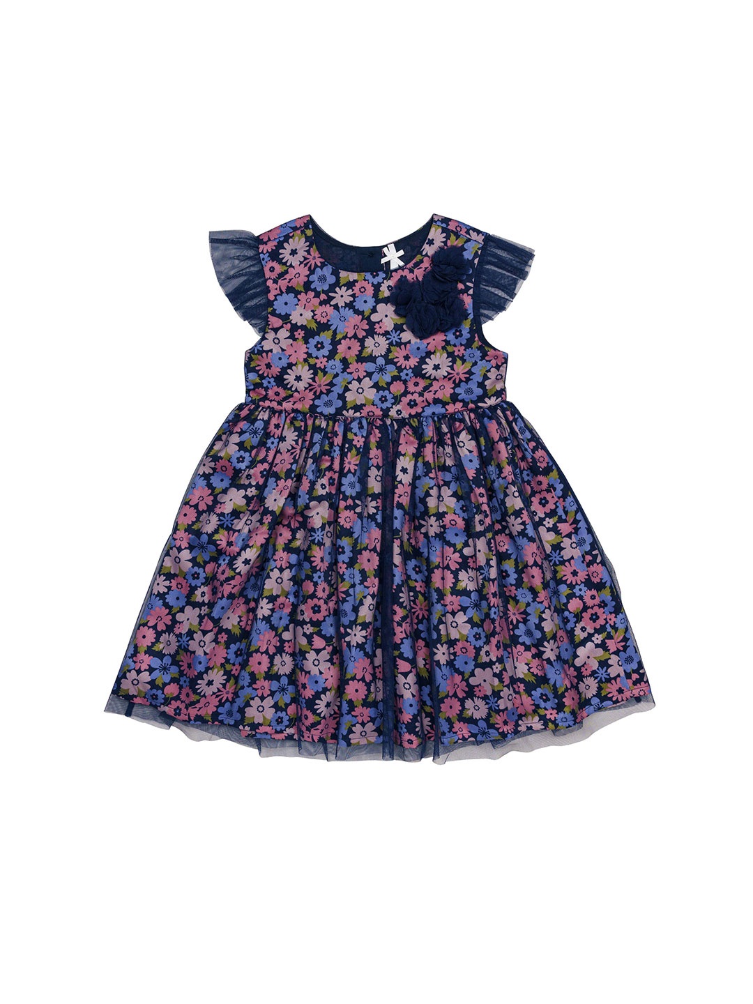

H By Hamleys Girls Floral Fit and Flare Dress, Navy blue