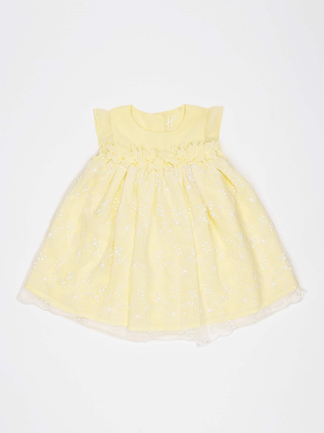 

H By Hamleys Girls Floral Printed Fit & Flare Cotton Dress, Yellow