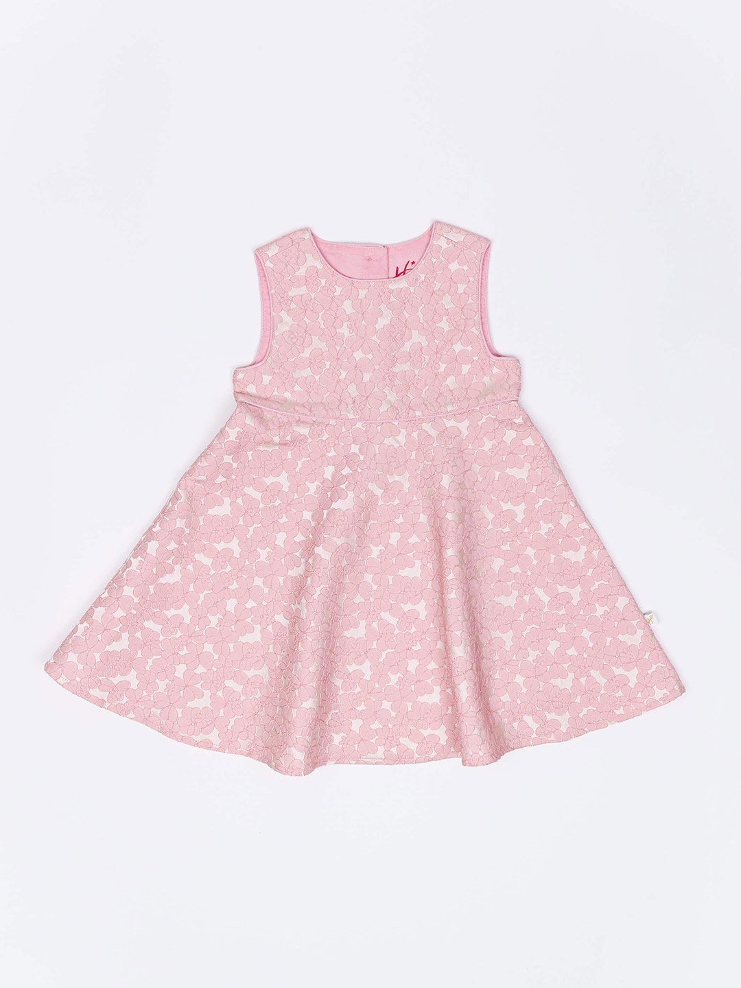 

H By Hamleys Round Neck Self Design A-Line Dress, Pink