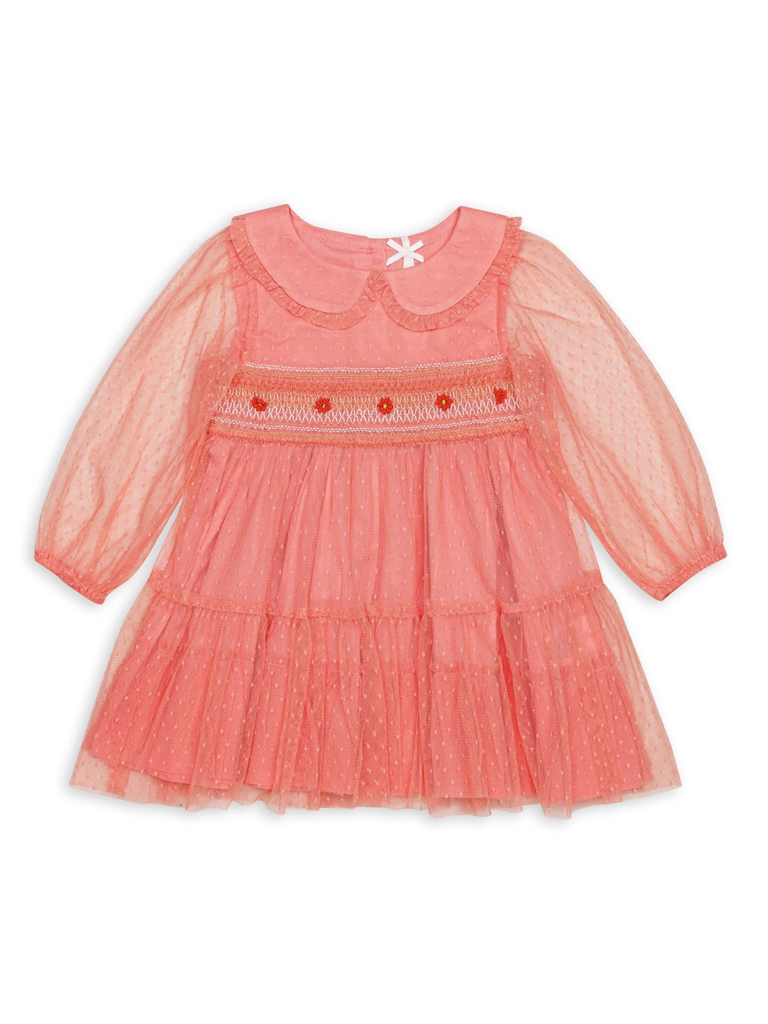 

H By Hamleys Peach-Coloured Peter Pan Collar A-Line Dress