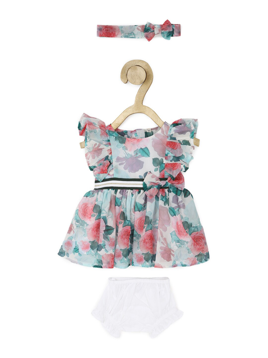 

Allen Solly Junior Girls Floral Dress With Hairband, Green