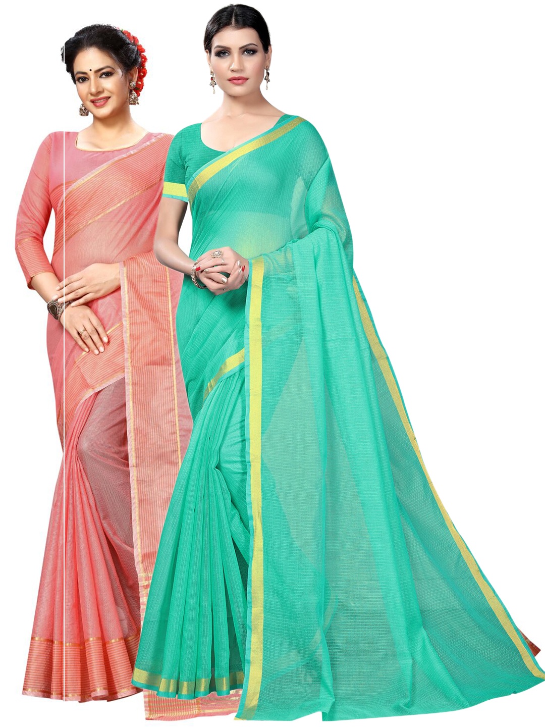 

Florence Lime Pack Of 2 Ilkal Saree, Lime green