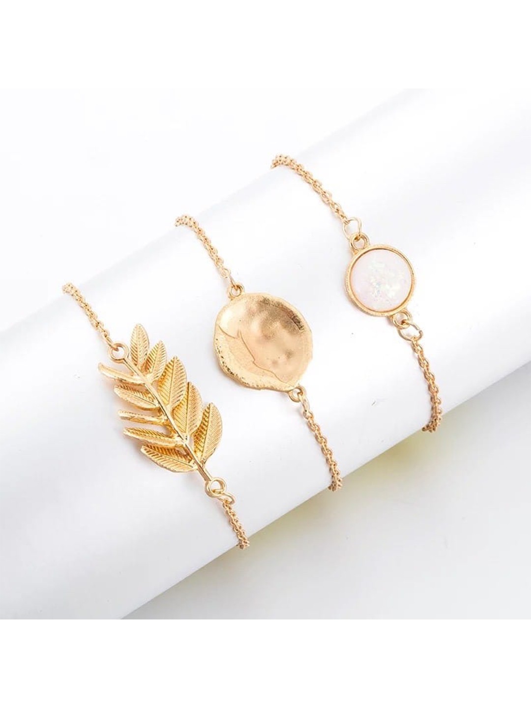 

Inaya Women Set of 3 Opal Gold-Plated Link Bracelets