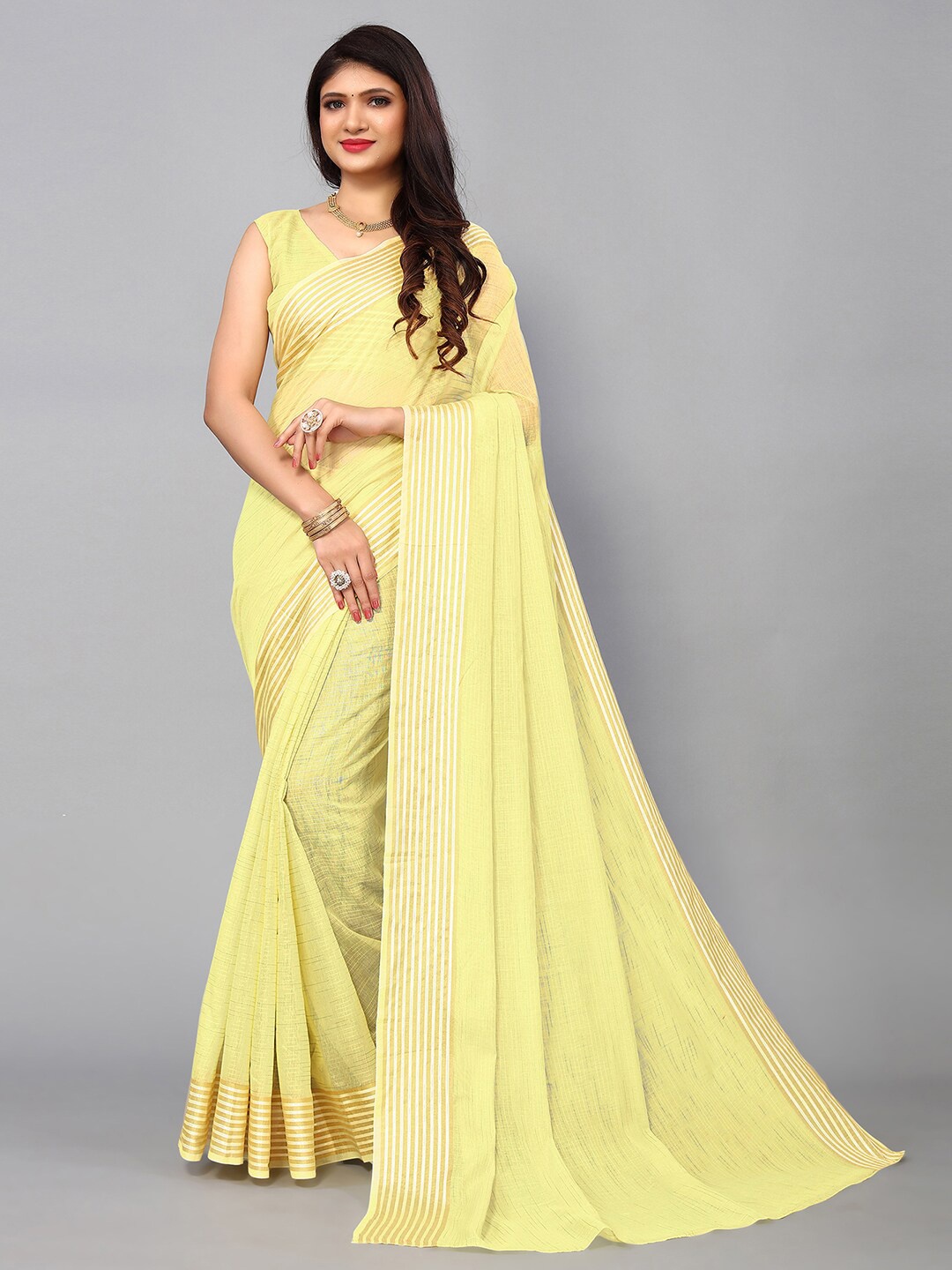 

KALINI Woven Design Zari Saree, Yellow