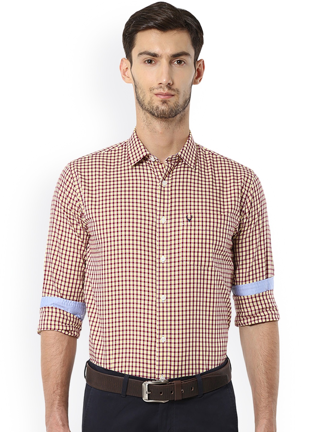 

Allen Solly Men Maroon & White Slim Fit Checked Casual Shirt