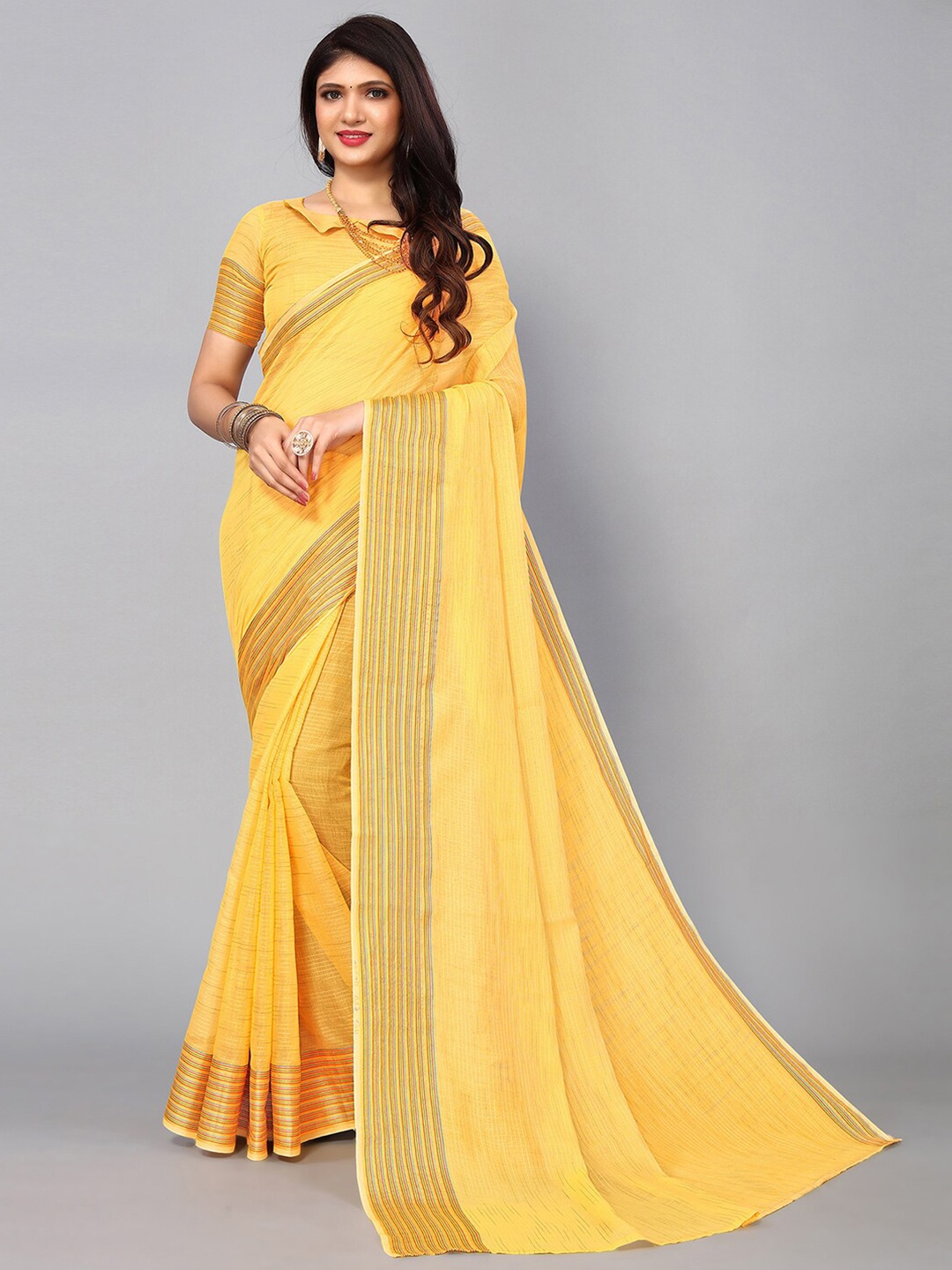 

KALINI Woven Design Zari Saree, Yellow