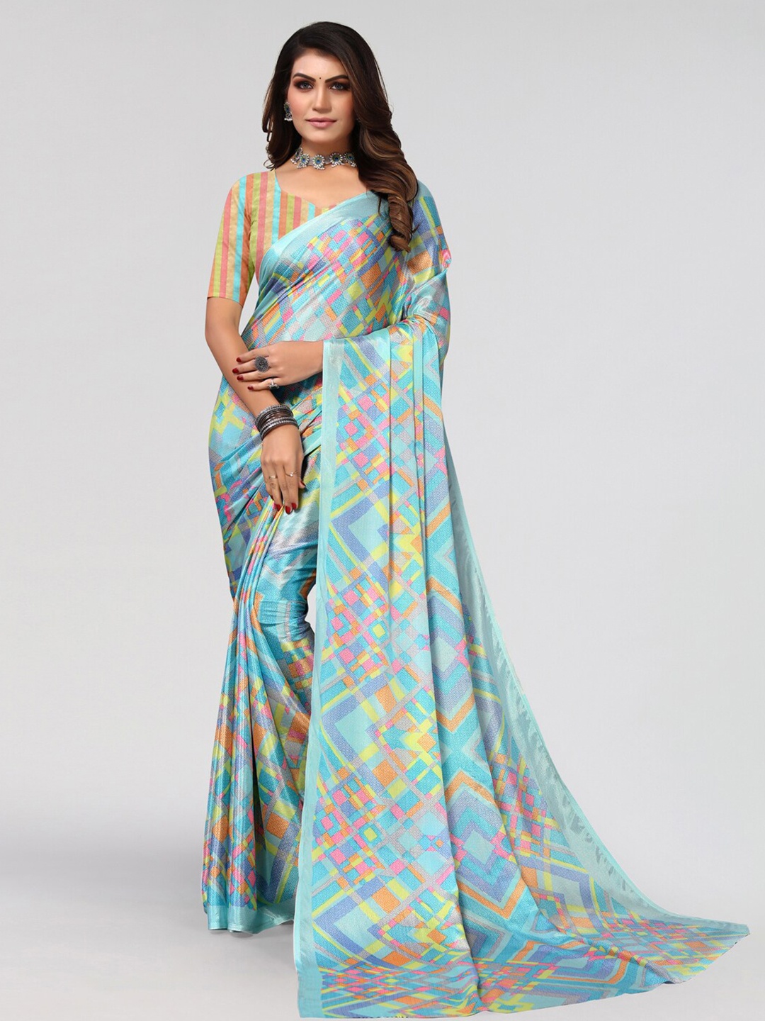 

KALINI Printed Saree, Blue