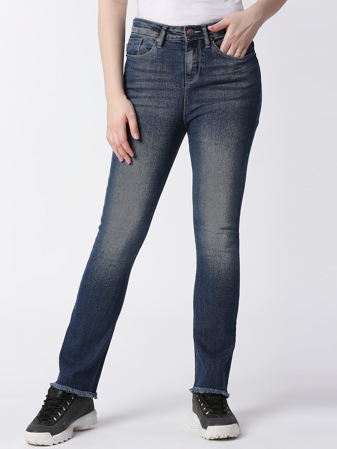 

Pepe Jeans Women Flared High-Rise Heavy Fade Jeans, Blue