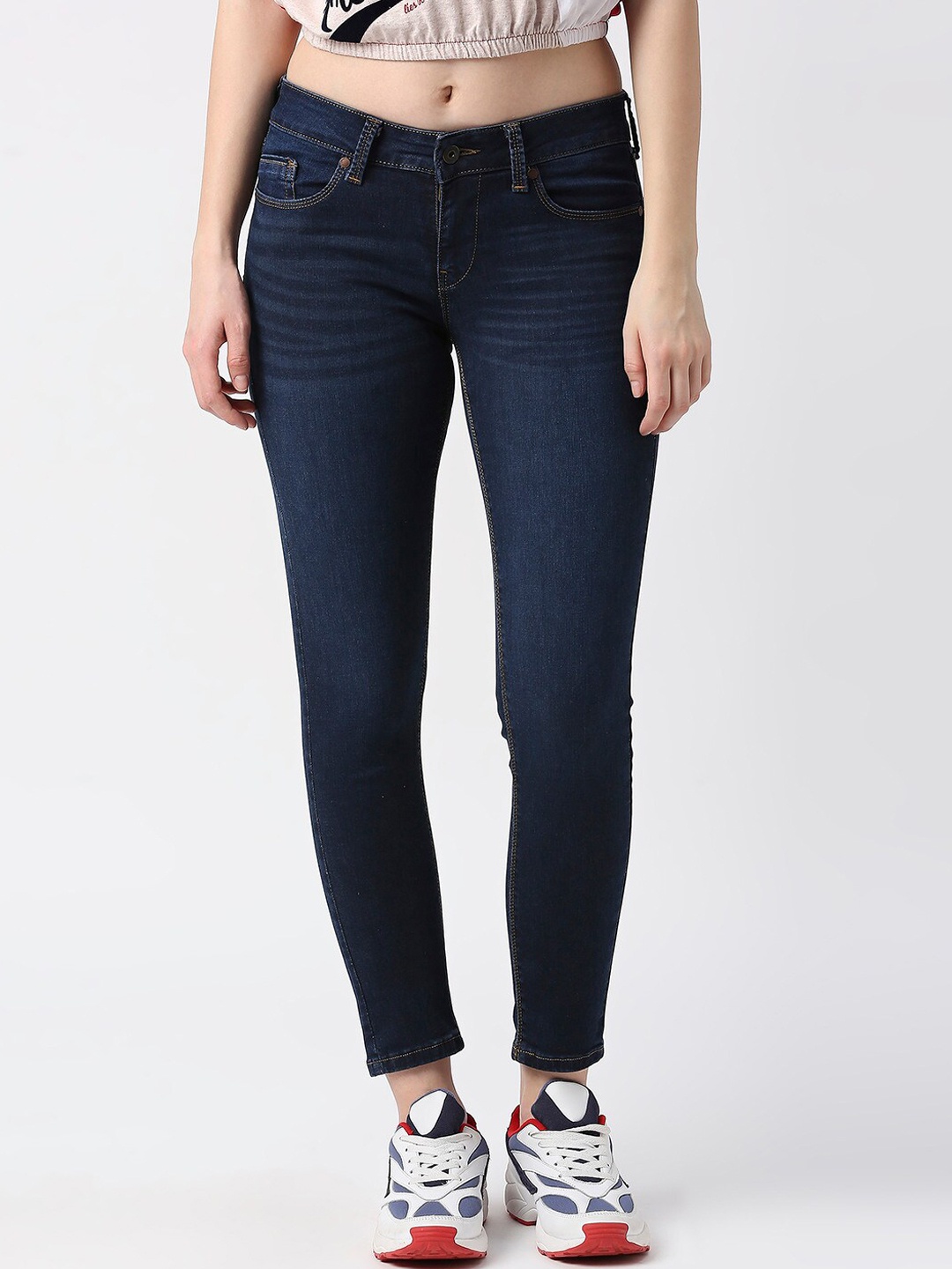 

Pepe Jeans Women Cotton Skinny Fit Light Fade Jeans, Blue