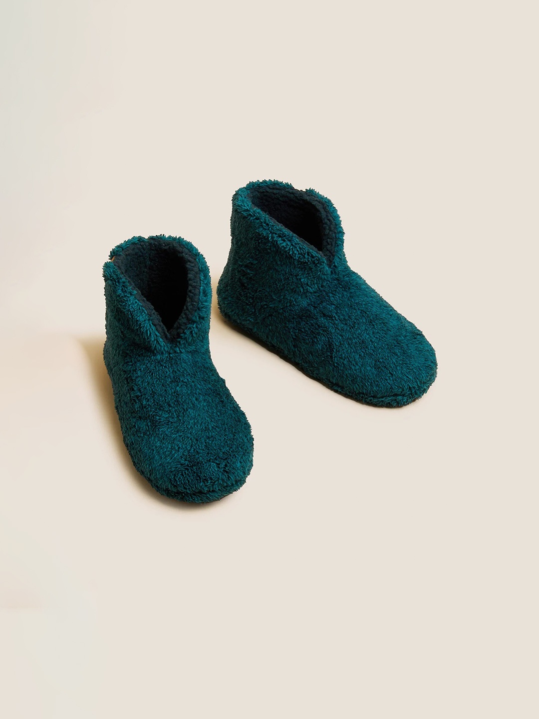 

Marks & Spencer Men Fluffy Room Slippers, Teal
