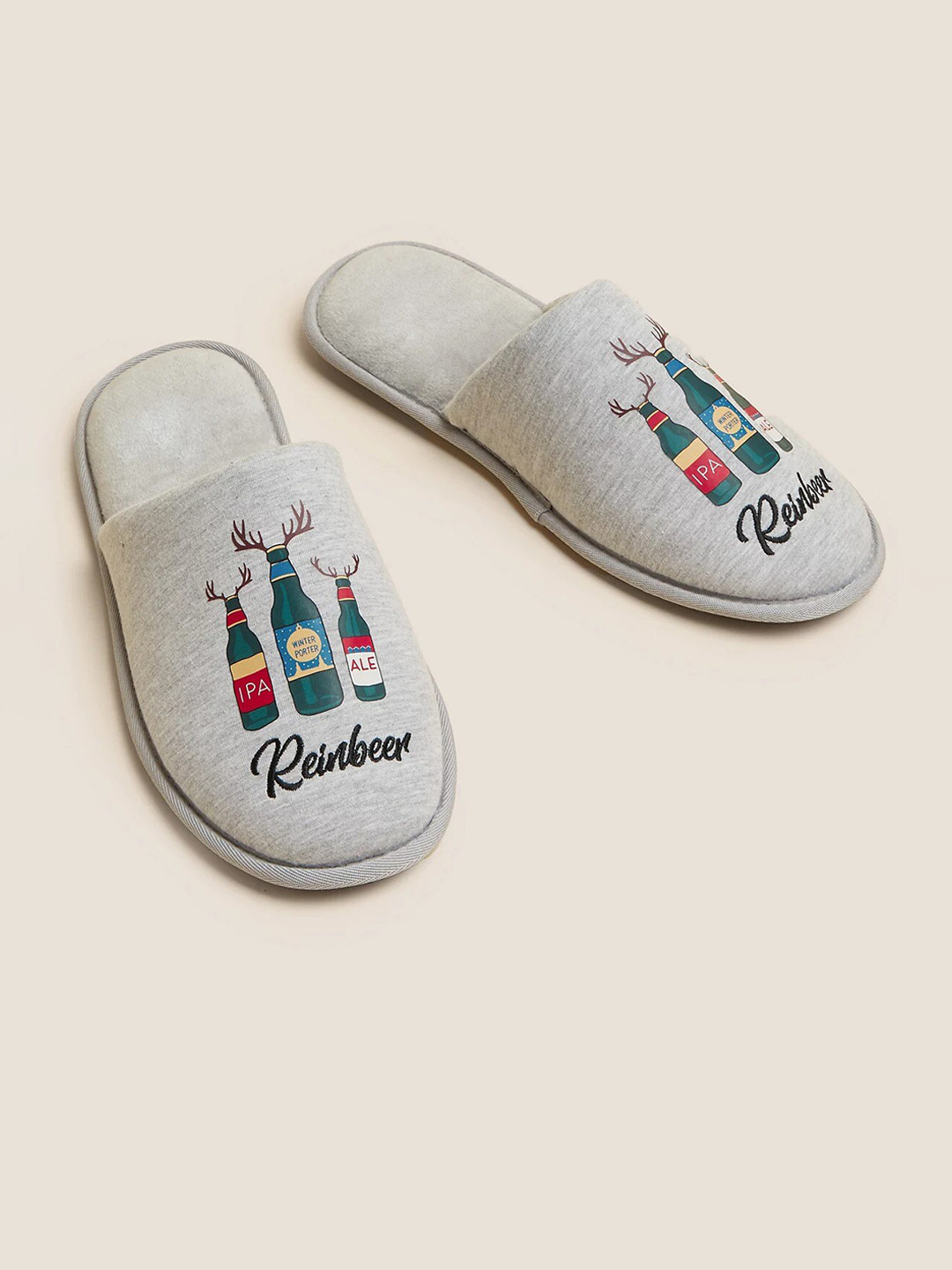 

Marks & Spencer Men Printed Room Slippers, Grey