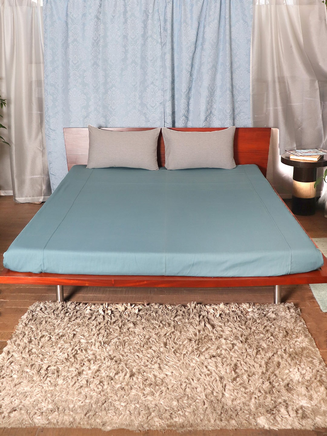

ZEBA Teal Blue Textured Double King Bedding Set