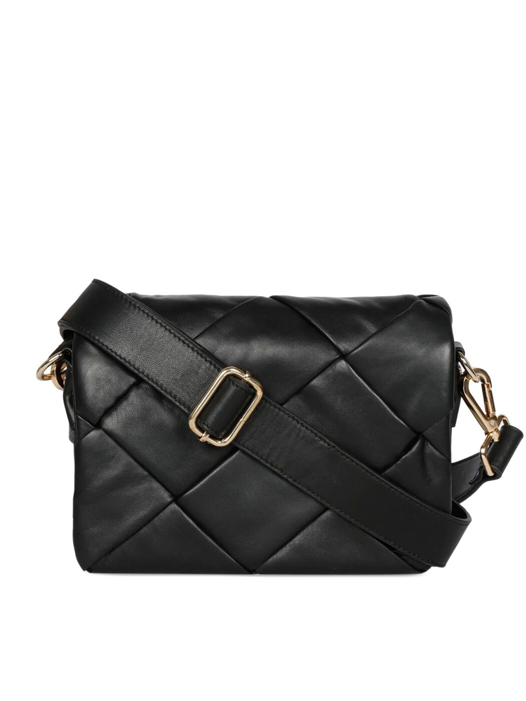 

Saint G Textured Leather Structured Sling Bag, Black