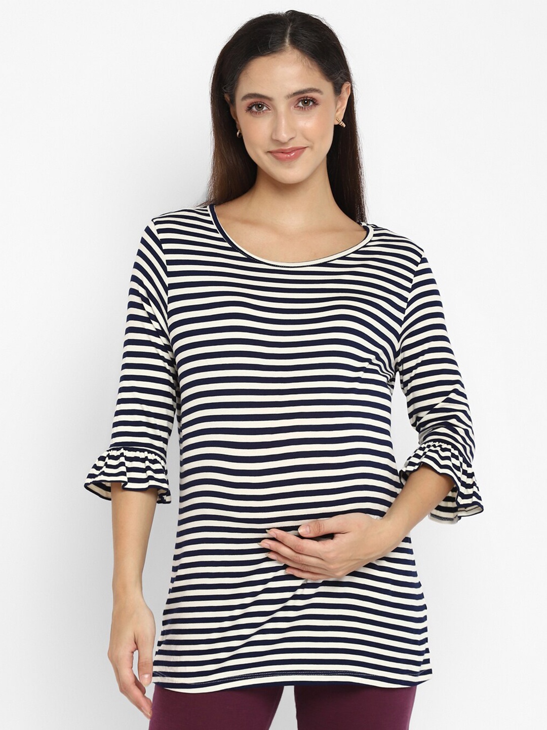 

Momsoon Maternity Striped Longline Top, White