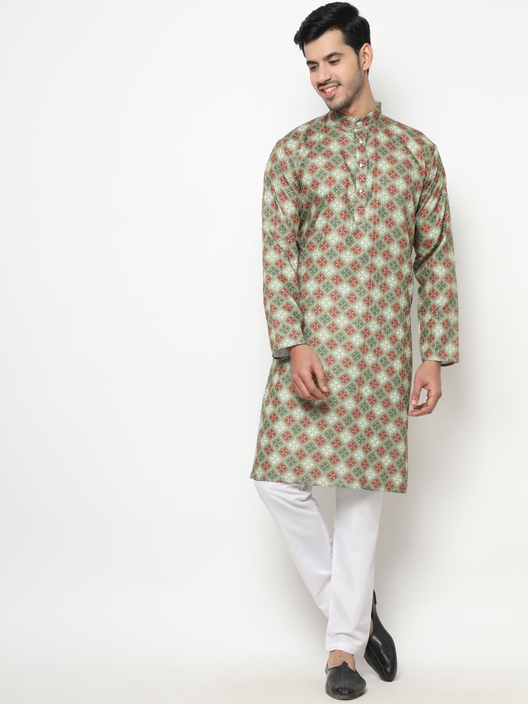 

PREMROOP- THE STYLE YOU LOVE Men Floral Printed Kurta, Green