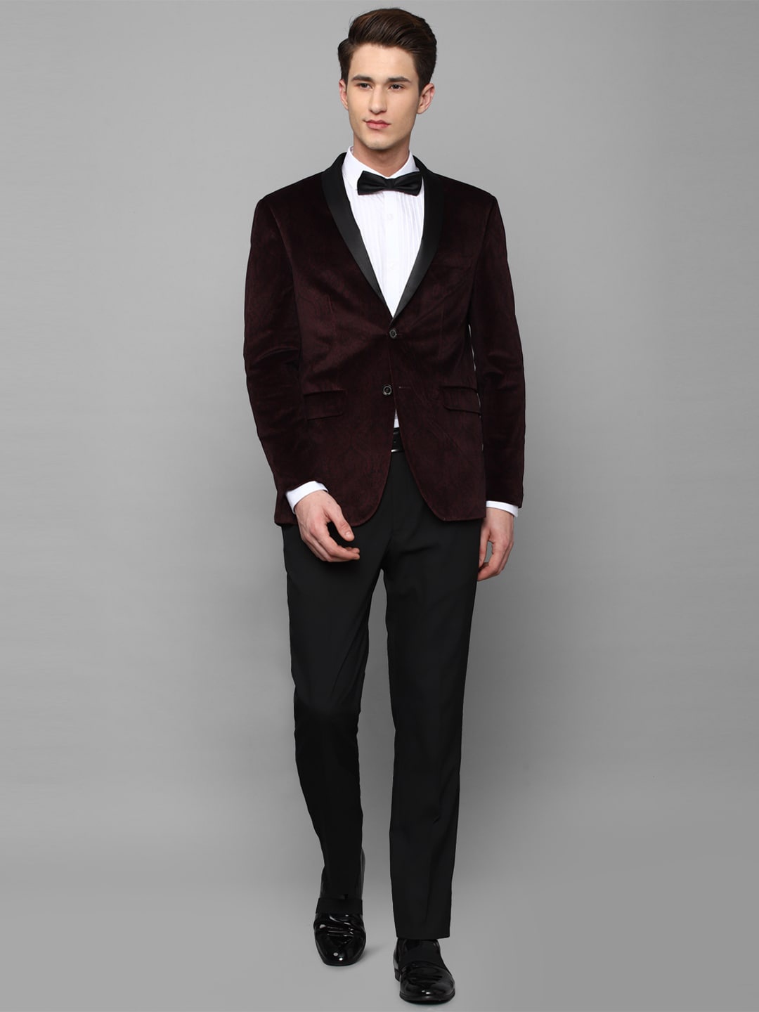 

Allen Solly Men Self-Design Single-Breasted Slim-Fit 2 Piece Formal Suit, Maroon