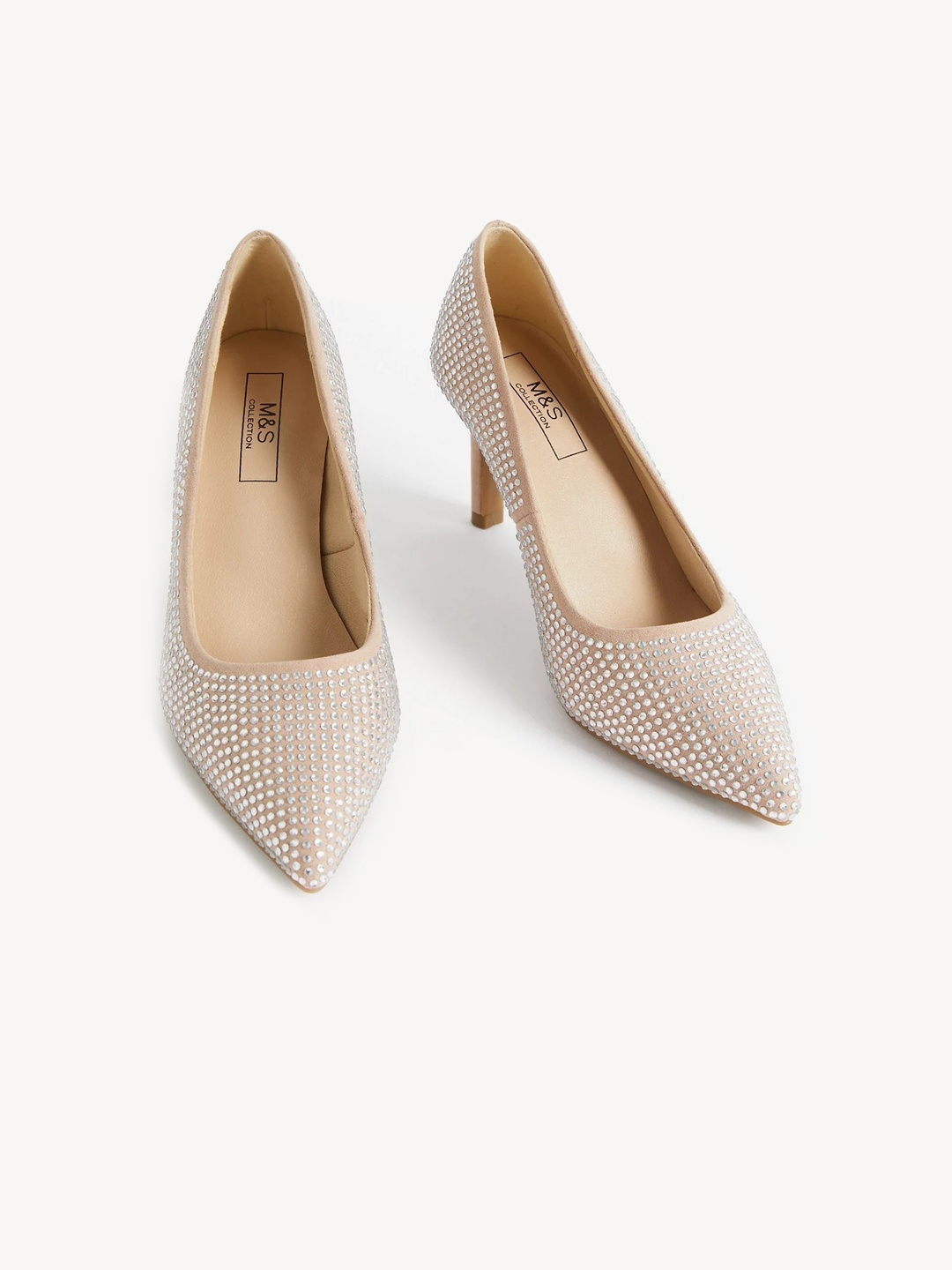 

Marks & Spencer Embellished Heeled Pumps, Beige