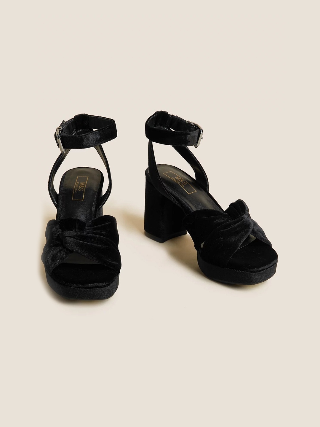 

Marks & Spencer Women Velvet Block Heels, Black