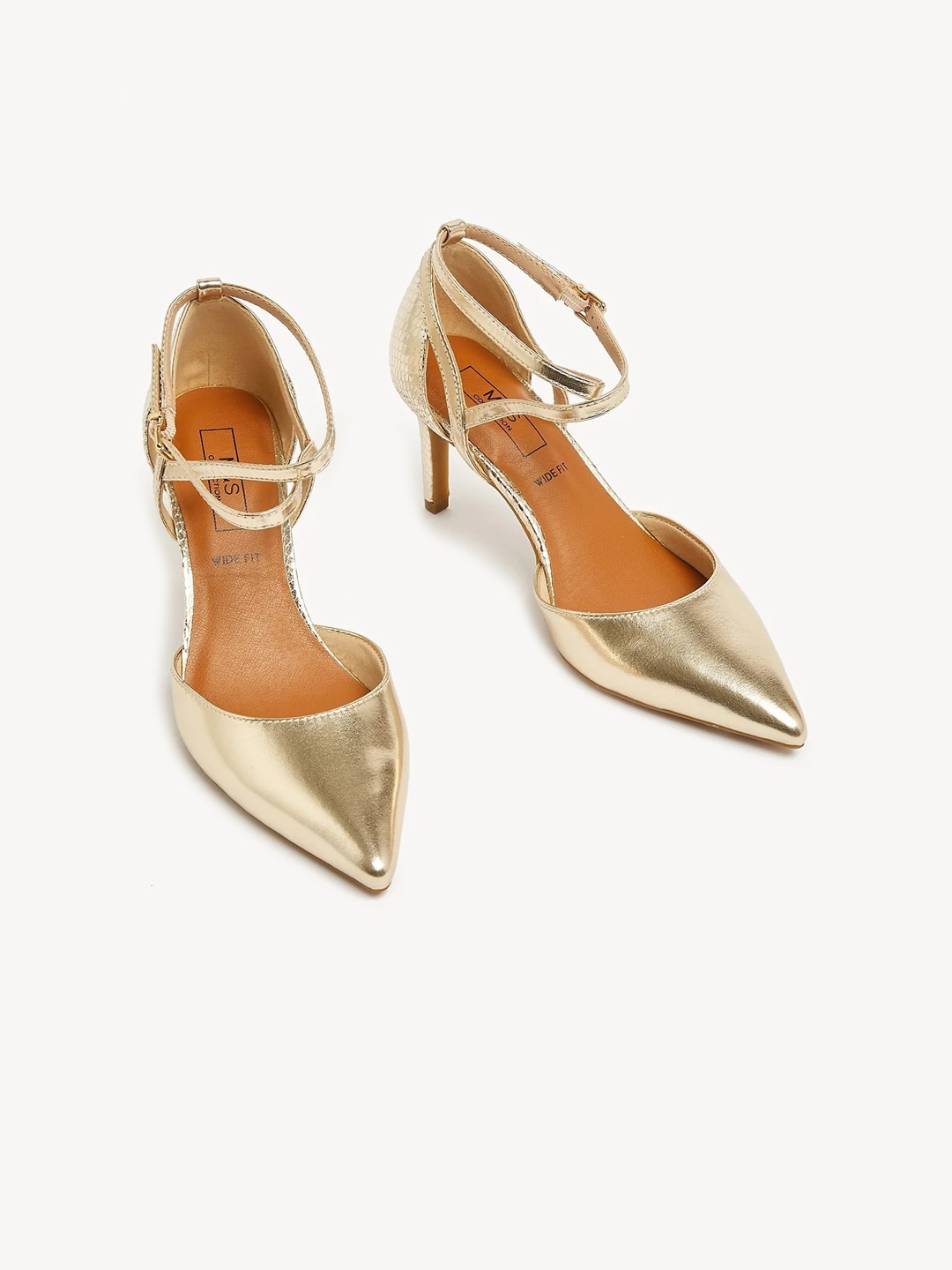 

Marks & Spencer Pointed Toe Slim Heel Pumps, Metallic