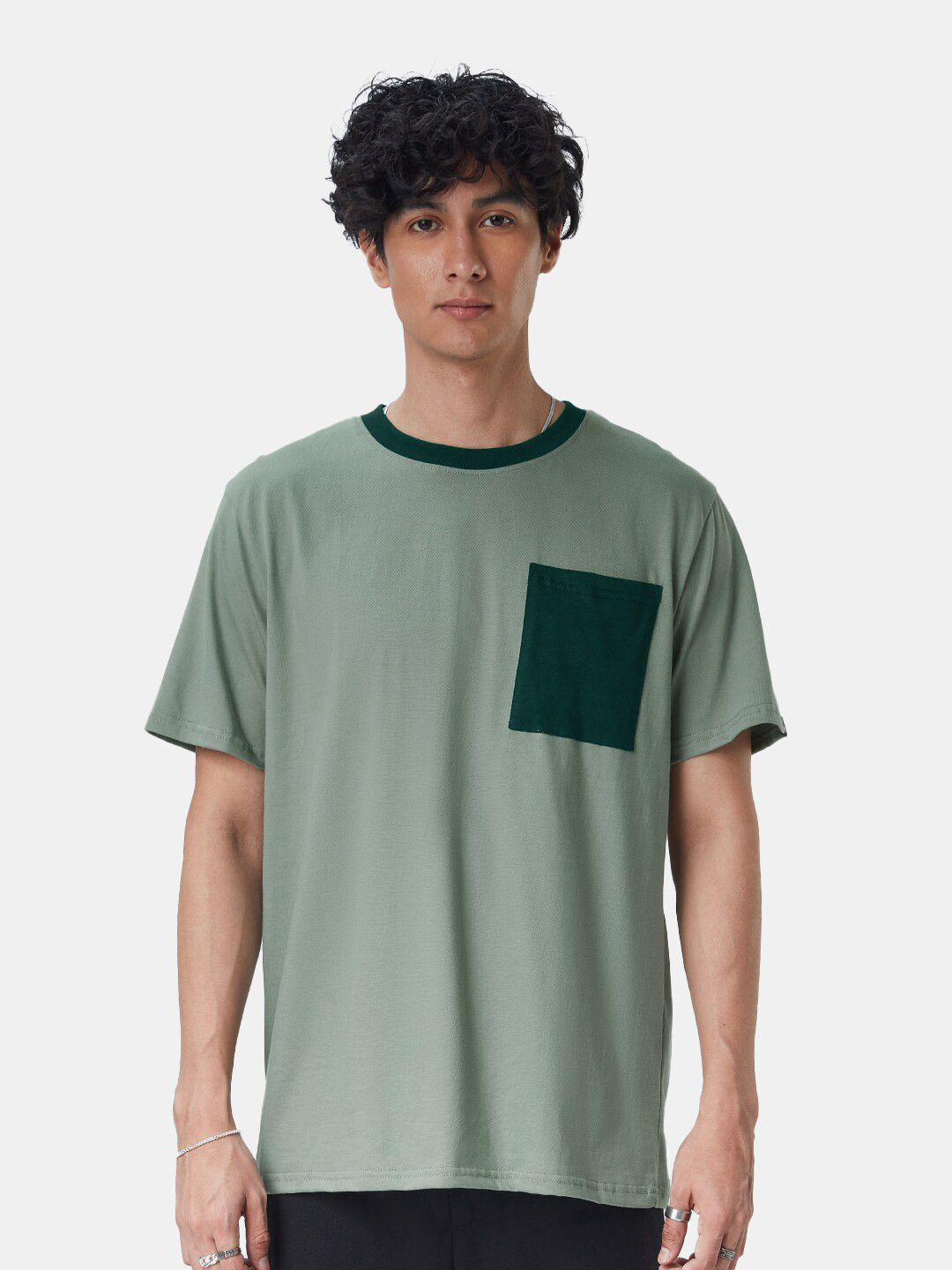 

The Souled Store Men Round Neck Cotton T-shirt, Olive