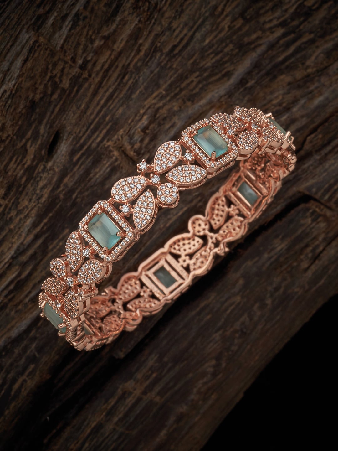 

Kushal's Fashion Jewellery Rose Gold-Plated CZ-Studded Bangle