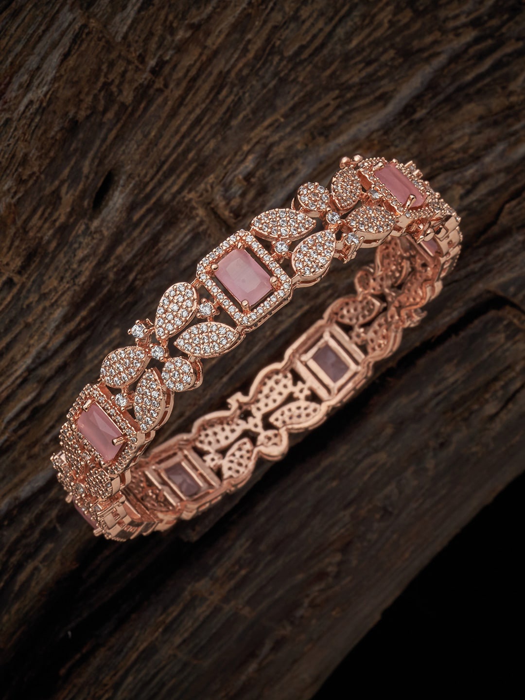 

Kushal's Fashion Jewellery Rose Gold-Plated CZ-Studded Bangle