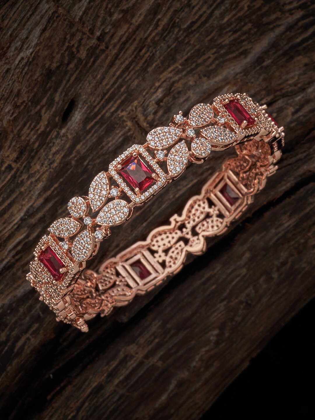 

Kushal's Fashion Jewellery Rose Gold-Plated CZ-Studded Bangle