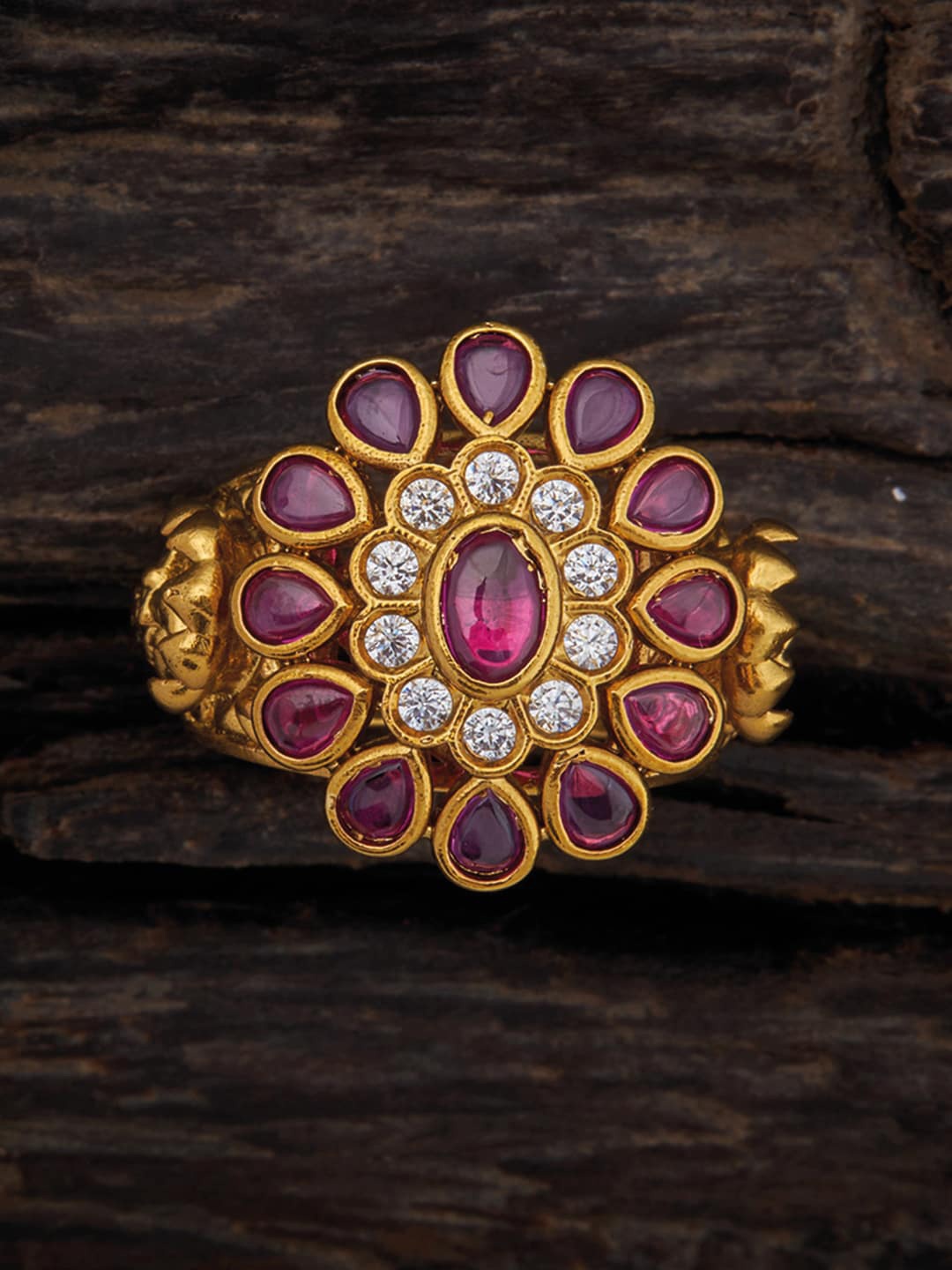 

Kushal's Fashion Jewellery Gold Plated Kundan Studded Adjustable Finger Ring