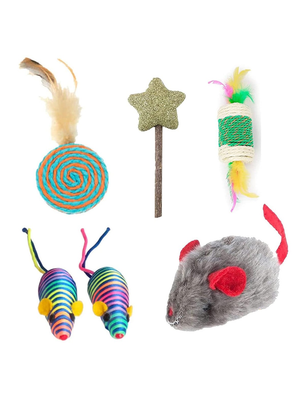 

Emily pets Set of 5 Soft Playing Velvet Pet Toys, Green