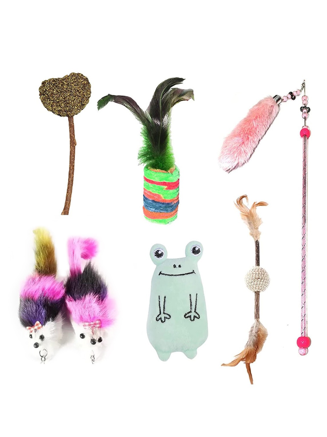 

Emily pets Set Of 6 Velvet Toys For Cat, Pink
