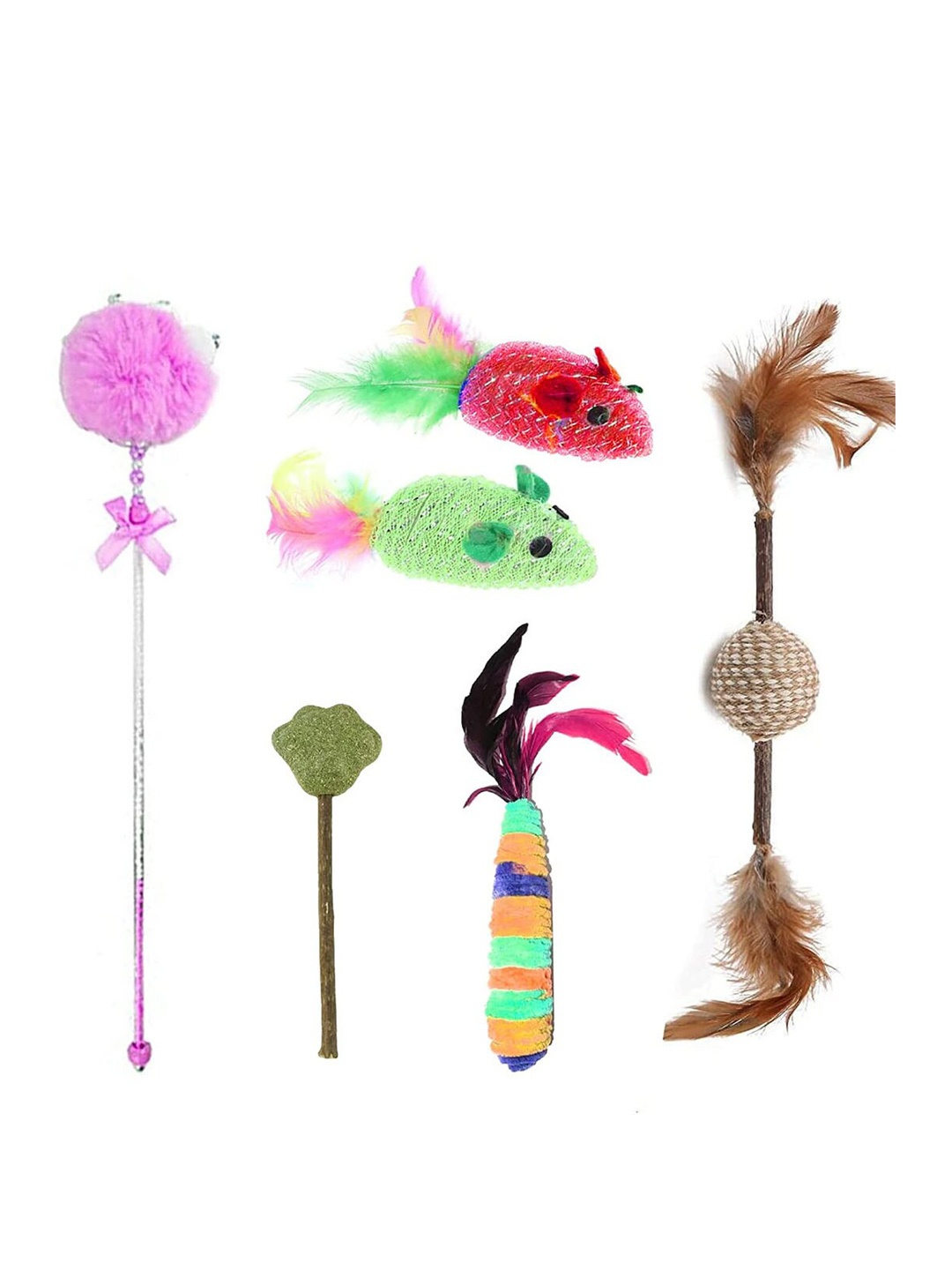 

Emily pets Set Of 5 Soft Colorful Playing Pet Toys, Green
