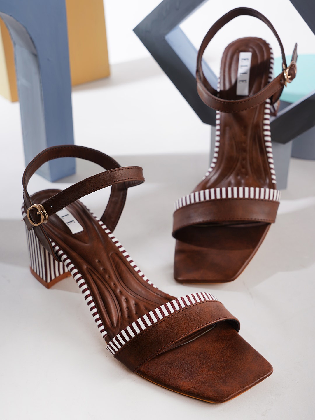 

ELLE Women Printed Block Heels, Brown