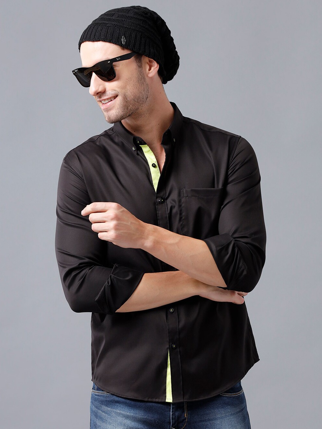 

YOVISH Men Smart Slim Fit Casual Cotton Shirt, Black