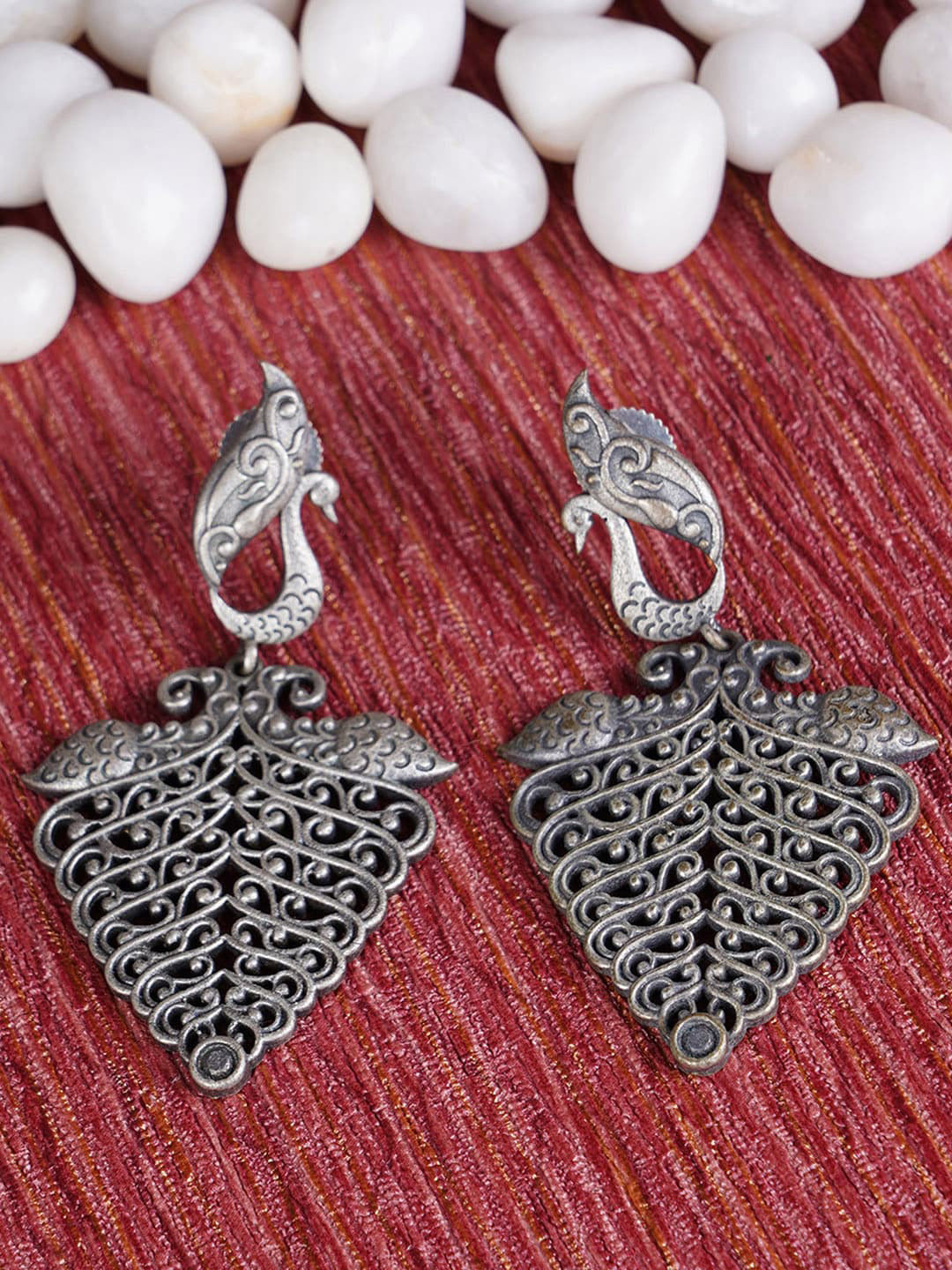 

FIROZA Leaf Shaped Drop Earrings, Silver