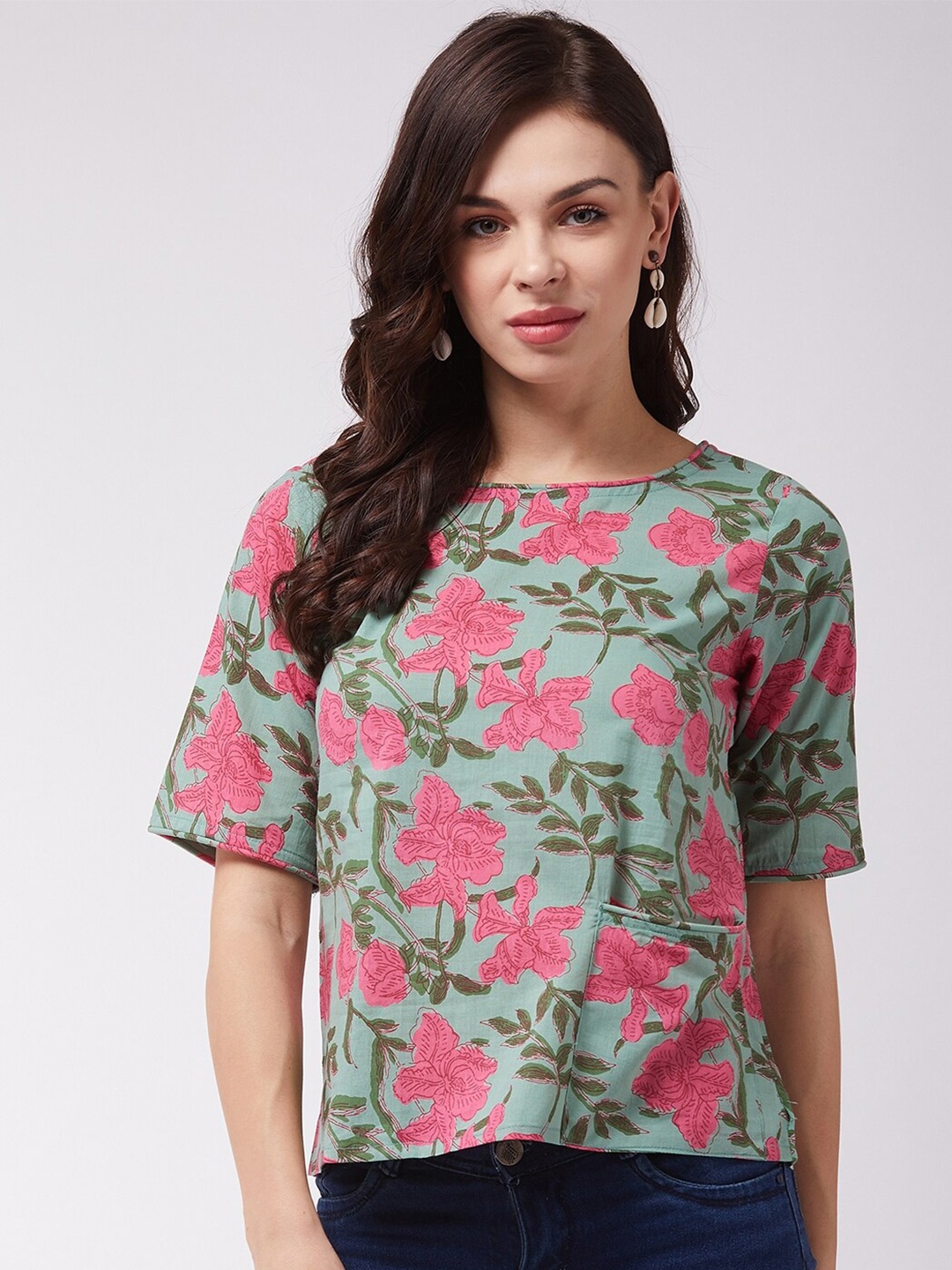 

InWeave Floral Print Top, Green