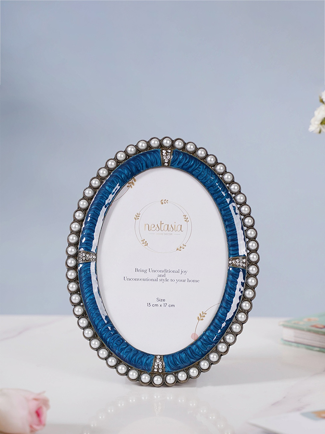 

Nestasia Blue Embellished Oval Shaped Photo Frames