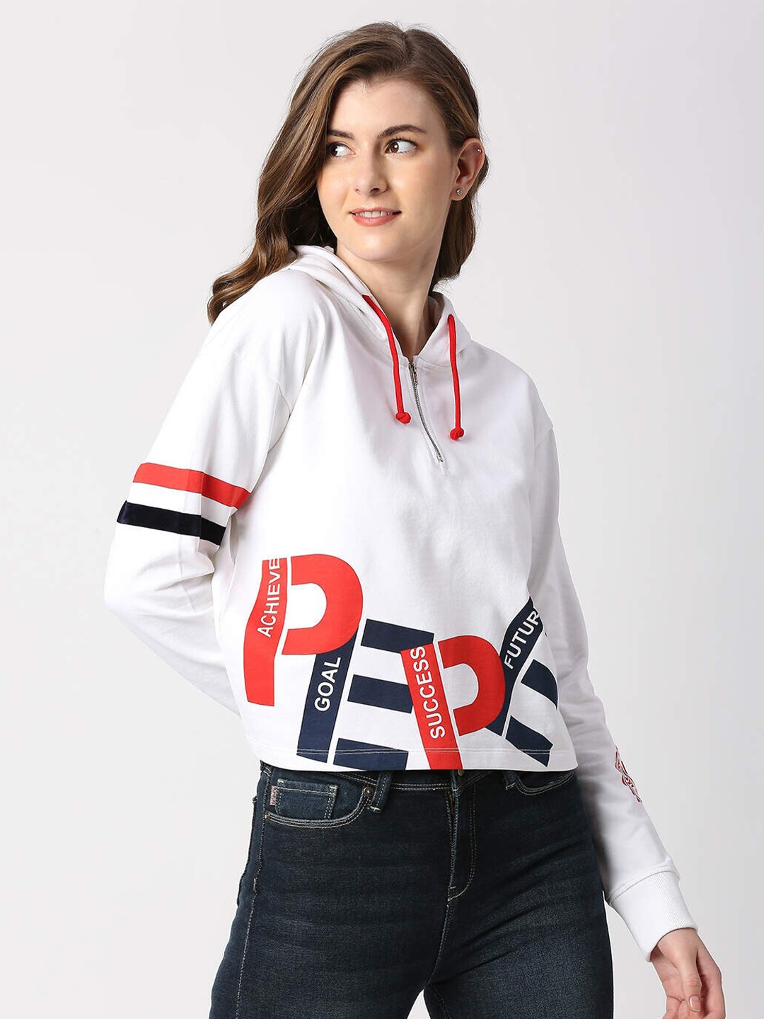 

Pepe Jeans Women Printed Hooded Cotton Sweatshirt, White