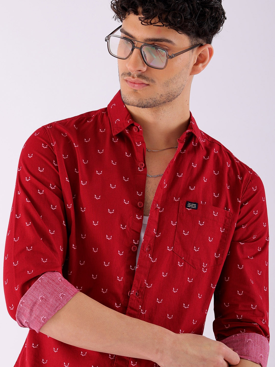 

The Indian Garage Co Men Animal Printed Casual Shirt, Red